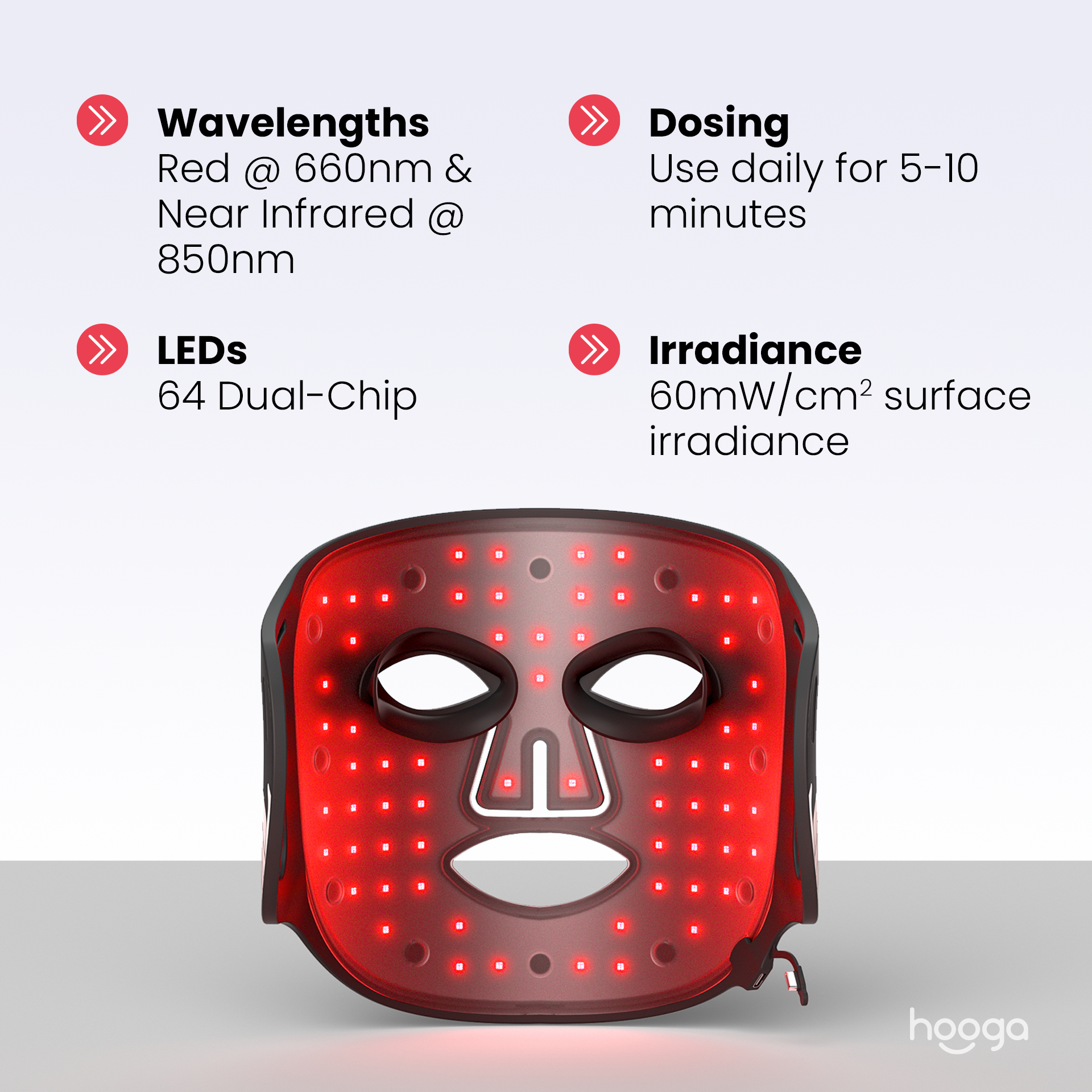 Hooga Health Red Light Therapy Face Mask