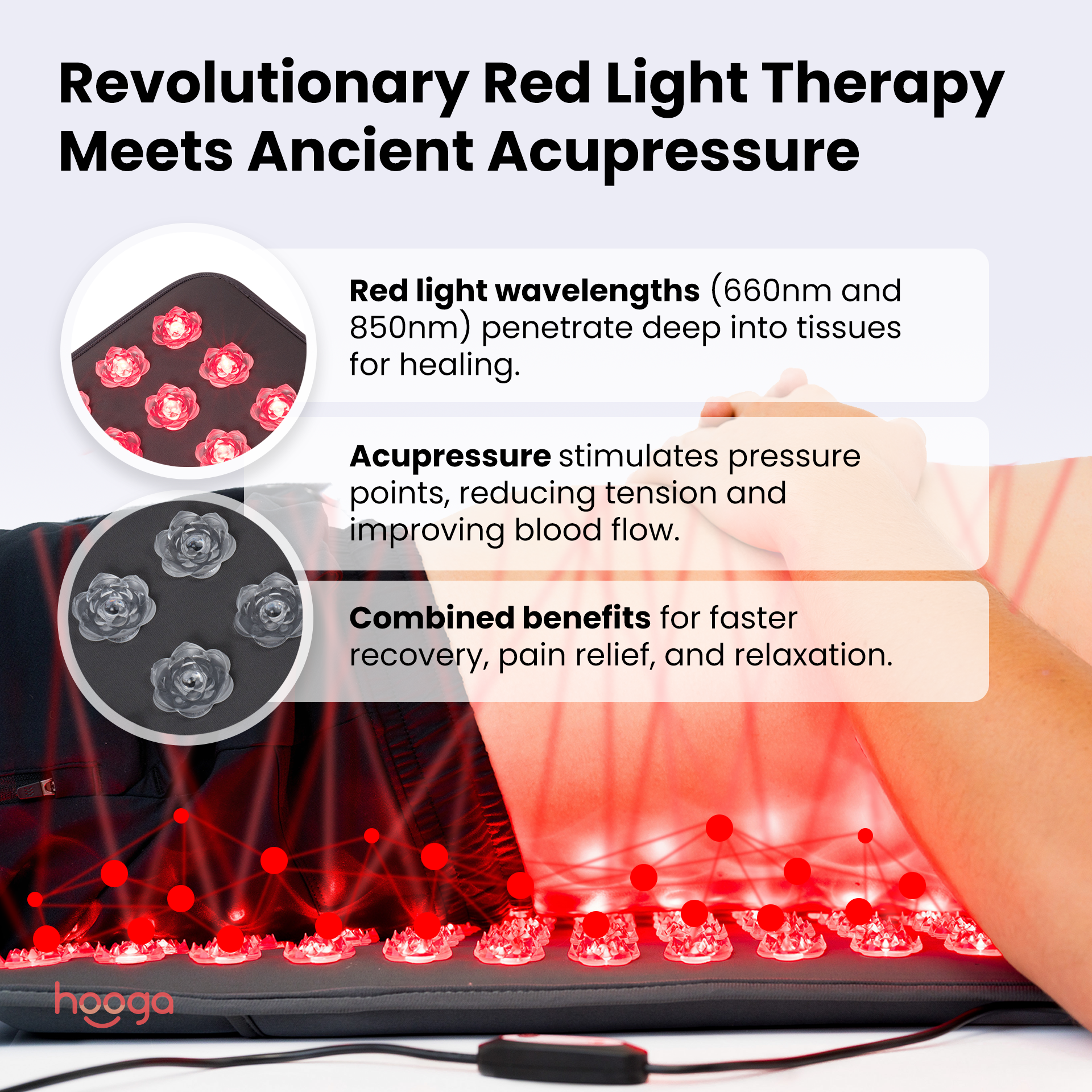 Hooga Health Red Light Therapy Acupressure Mat