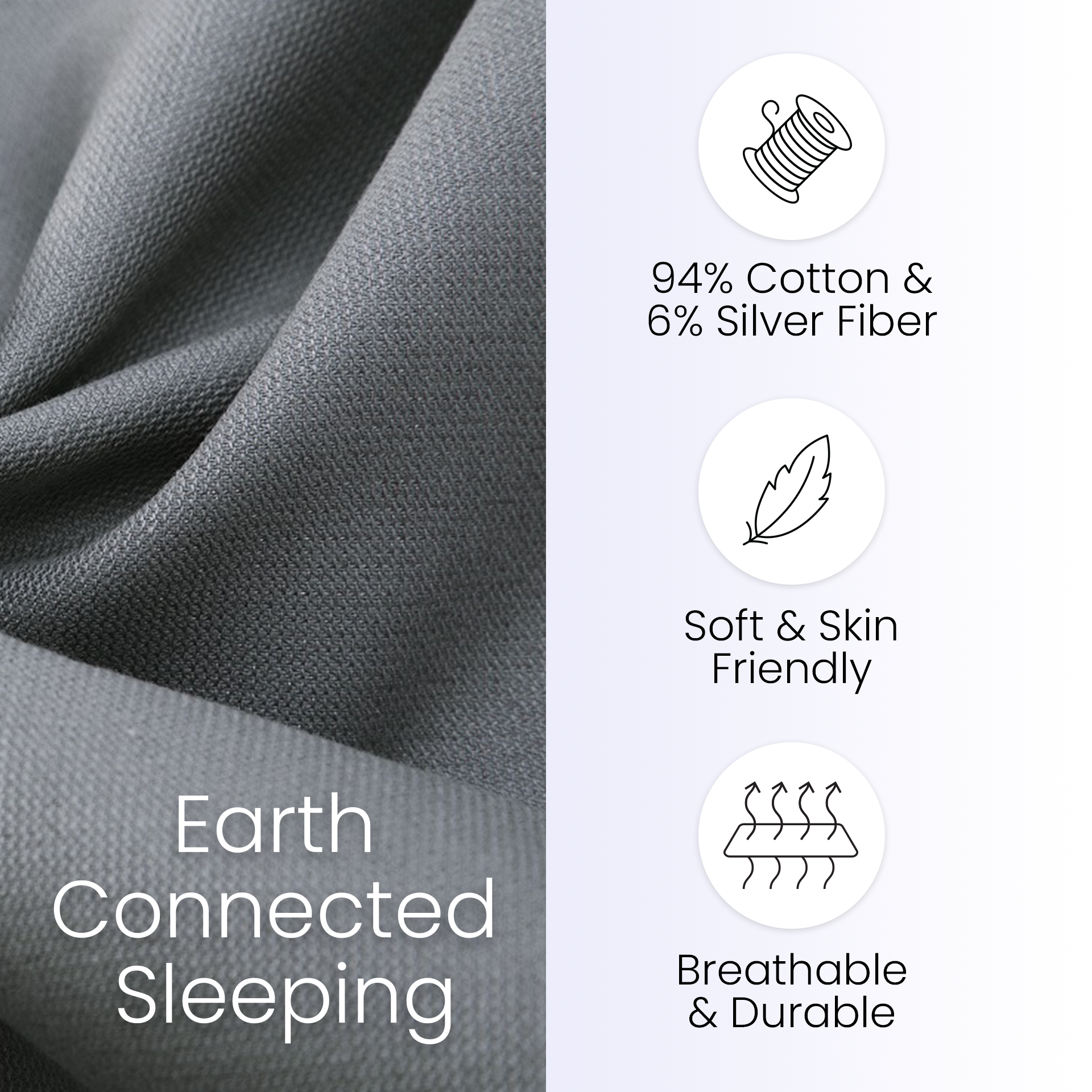 Hooga Health Grounding Pillowcase - Gray