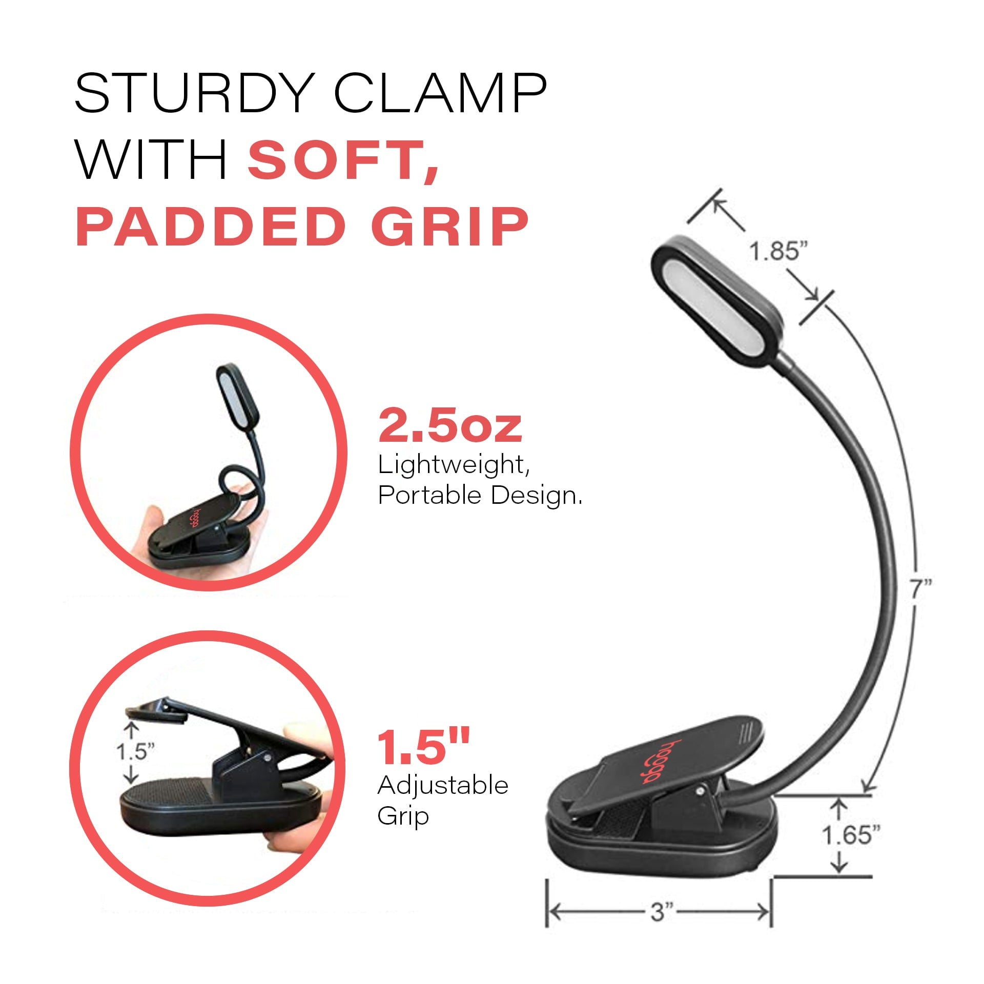 Hooga Health Amber Clip-On Book Light