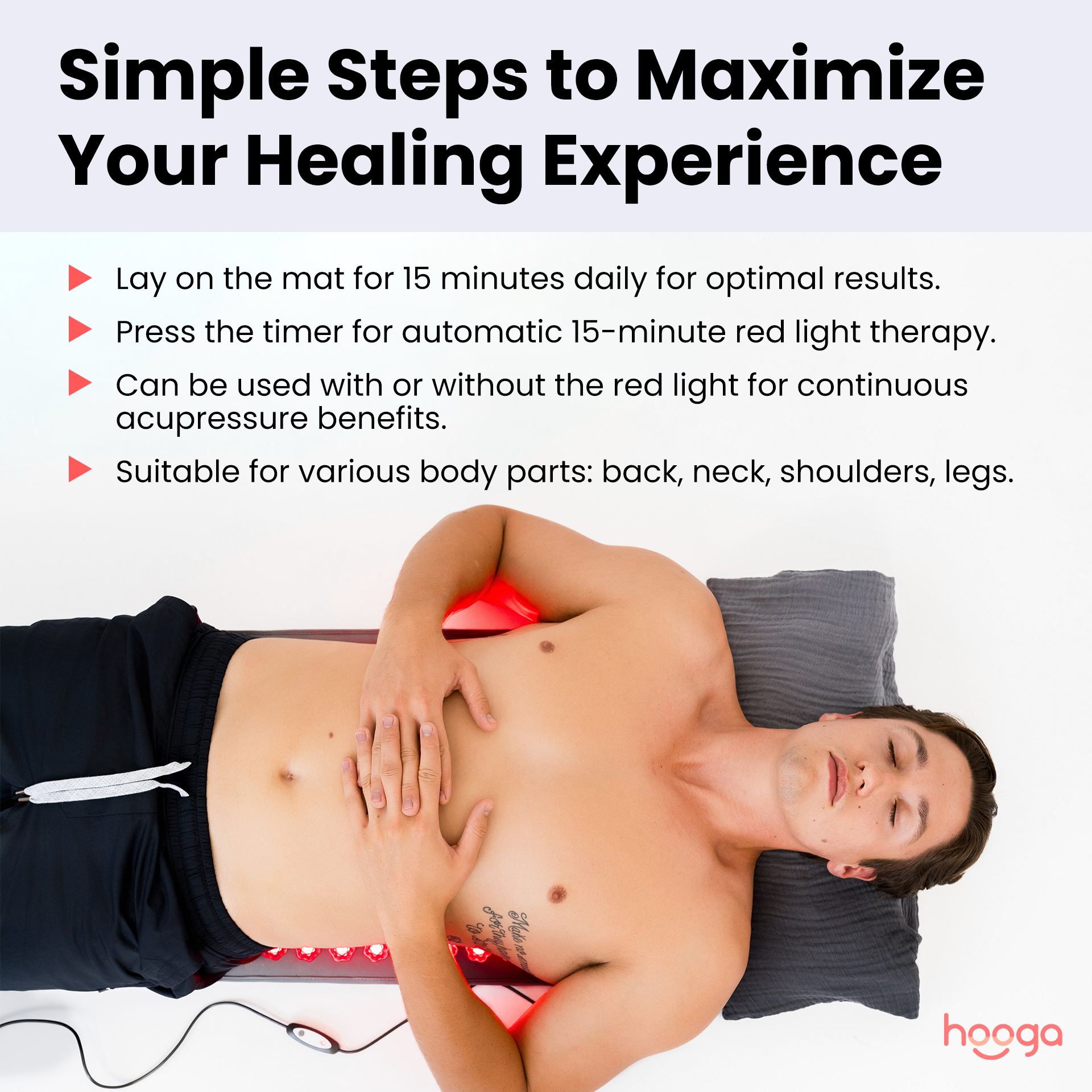 Hooga Health Red Light Therapy Acupressure Mat
