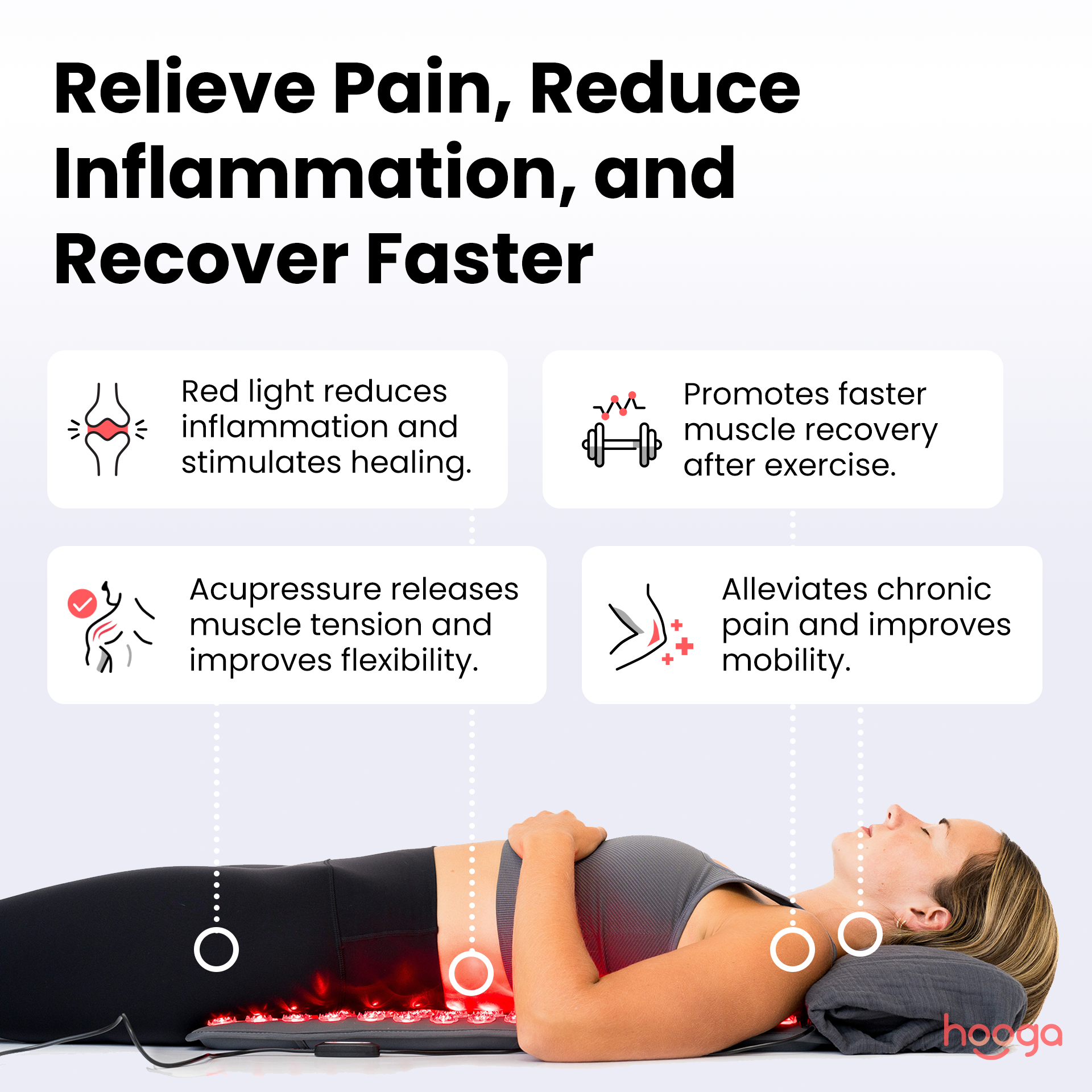 Hooga Health Red Light Therapy Acupressure Mat