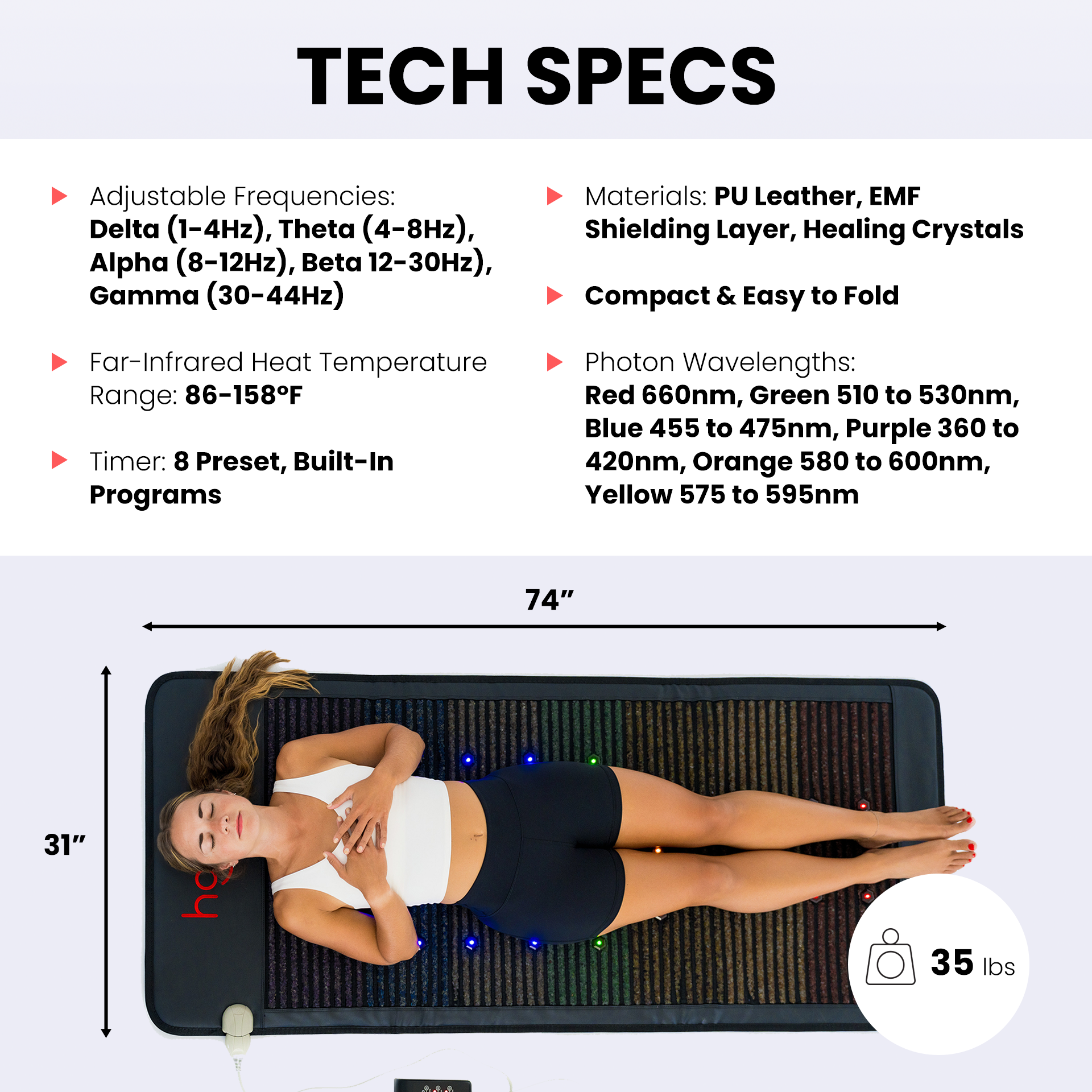 Hooga Health PEMF Chakra Mat with Infrared Heat